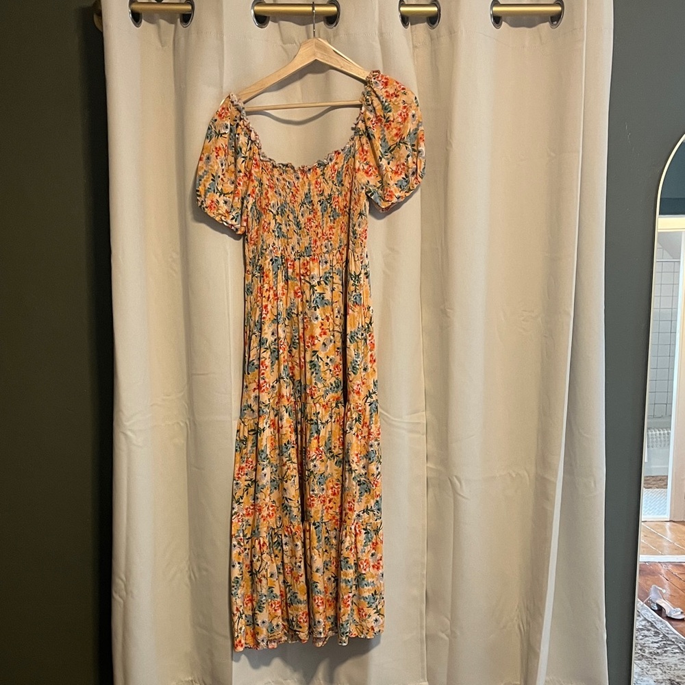Maternity Floral Puff Sleeve Maxi Dress